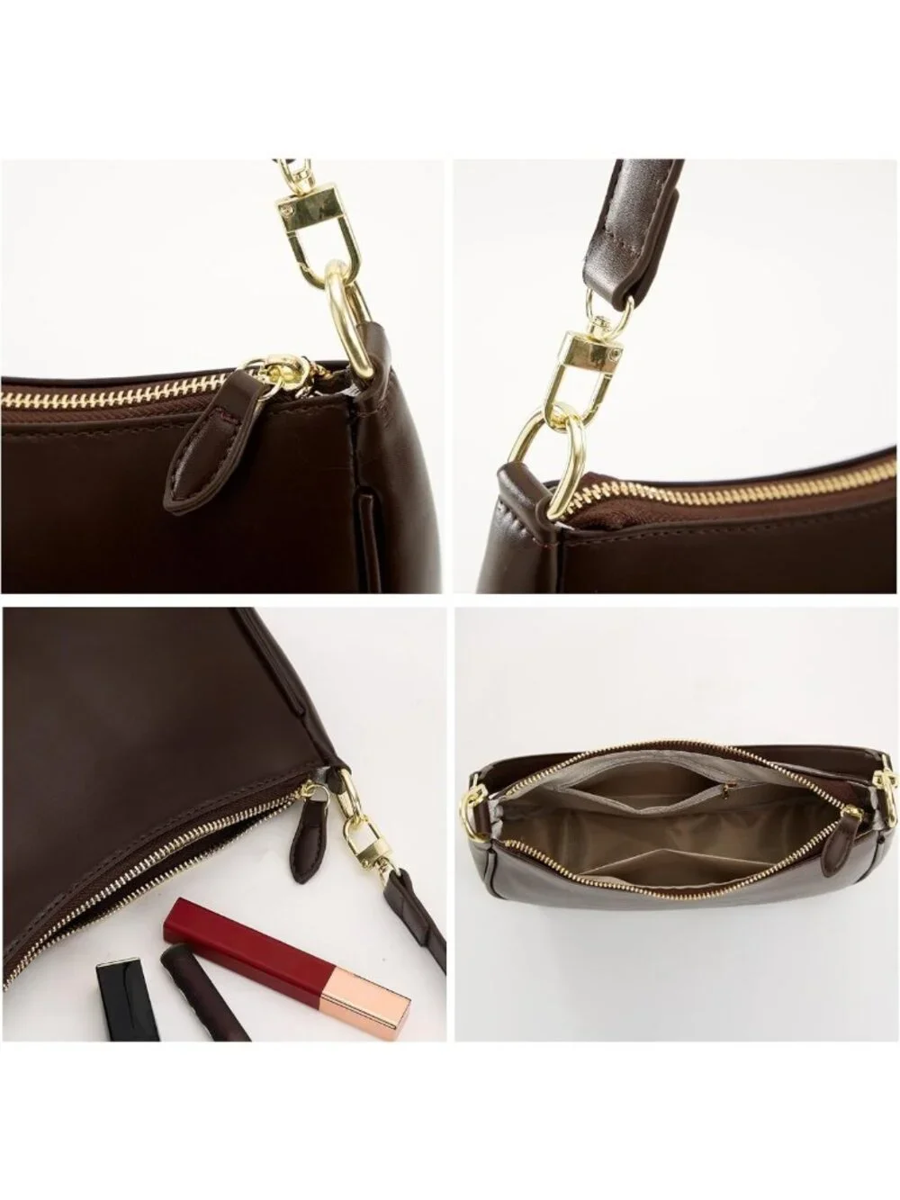 Chic Vegan Leather Crossbody Bag | Small Crescent Shoulder Purse & Hobo Clutch